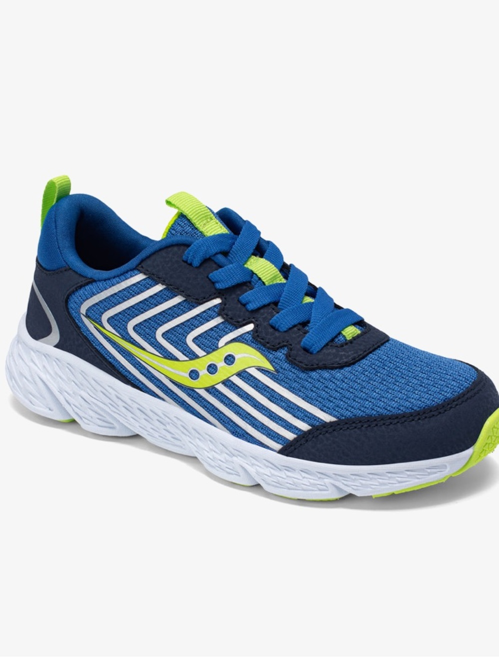 Saucony Wind 3.0 Big Kids' Blue & Lime Running Shoes Sneakers size 1.5 wide